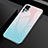 Silicone Frame Mirror Rainbow Gradient Case Cover for Vivo X51 5G Sky Blue
