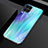 Silicone Frame Mirror Rainbow Gradient Case Cover H01 for Huawei P40 Lite Cyan