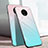 Silicone Frame Mirror Rainbow Gradient Case Cover H01 for OnePlus 7T Cyan