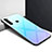 Silicone Frame Mirror Rainbow Gradient Case Cover H01 for Xiaomi Redmi Note 8 Cyan