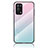 Silicone Frame Mirror Rainbow Gradient Case Cover LS1 for Oppo A95 4G Cyan