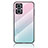 Silicone Frame Mirror Rainbow Gradient Case Cover LS1 for Oppo Reno7 Lite 5G Cyan