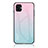 Silicone Frame Mirror Rainbow Gradient Case Cover LS1 for Samsung Galaxy A04E Cyan