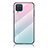 Silicone Frame Mirror Rainbow Gradient Case Cover LS1 for Samsung Galaxy A12 Cyan