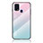 Silicone Frame Mirror Rainbow Gradient Case Cover LS1 for Samsung Galaxy M21s Cyan