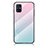 Silicone Frame Mirror Rainbow Gradient Case Cover LS1 for Samsung Galaxy M51 Cyan