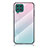 Silicone Frame Mirror Rainbow Gradient Case Cover LS1 for Samsung Galaxy M62 4G Cyan