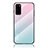 Silicone Frame Mirror Rainbow Gradient Case Cover LS1 for Samsung Galaxy S20 5G Cyan