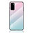 Silicone Frame Mirror Rainbow Gradient Case Cover LS1 for Samsung Galaxy S20 Cyan