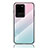 Silicone Frame Mirror Rainbow Gradient Case Cover LS1 for Samsung Galaxy S20 Ultra 5G Cyan