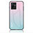 Silicone Frame Mirror Rainbow Gradient Case Cover LS1 for Vivo iQOO Z6x Cyan