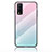 Silicone Frame Mirror Rainbow Gradient Case Cover LS1 for Vivo Y11s Cyan