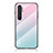 Silicone Frame Mirror Rainbow Gradient Case Cover LS1 for Xiaomi Mi Note 10 Lite Cyan