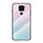 Silicone Frame Mirror Rainbow Gradient Case Cover LS1 for Xiaomi Redmi Note 9 Cyan