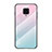 Silicone Frame Mirror Rainbow Gradient Case Cover LS1 for Xiaomi Redmi Note 9 Pro Cyan