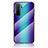 Silicone Frame Mirror Rainbow Gradient Case Cover LS2 for Huawei Nova 7 SE 5G Blue