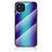Silicone Frame Mirror Rainbow Gradient Case Cover LS2 for Samsung Galaxy M32 4G Blue