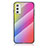 Silicone Frame Mirror Rainbow Gradient Case Cover LS2 for Samsung Galaxy M52 5G Pink