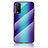 Silicone Frame Mirror Rainbow Gradient Case Cover LS2 for Vivo Y12s Blue