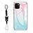 Silicone Frame Mirror Rainbow Gradient Case Cover M01 for Apple iPhone 13 Mini Cyan