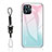 Silicone Frame Mirror Rainbow Gradient Case Cover M01 for Apple iPhone 13 Pro Cyan