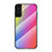 Silicone Frame Mirror Rainbow Gradient Case Cover M01 for Samsung Galaxy S22 5G Pink