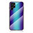 Silicone Frame Mirror Rainbow Gradient Case Cover M01 for Samsung Galaxy S22 Ultra 5G Blue