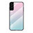 Silicone Frame Mirror Rainbow Gradient Case Cover M02 for Samsung Galaxy S21 Plus 5G Cyan