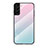 Silicone Frame Mirror Rainbow Gradient Case Cover M02 for Samsung Galaxy S22 5G Cyan