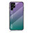 Silicone Frame Mirror Rainbow Gradient Case Cover M02 for Samsung Galaxy S22 Ultra 5G Purple