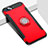 Silicone Matte Finish and Plastic Back Case with Finger Ring Stand A03 for Apple iPhone 8 Plus Red