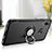 Silicone Matte Finish and Plastic Back Case with Finger Ring Stand for Huawei P Smart+ Plus Black