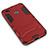 Silicone Matte Finish and Plastic Back Case with Stand for Huawei Y6 Pro (2017) Red