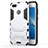 Silicone Matte Finish and Plastic Back Case with Stand for Huawei Y6 Pro (2017) White