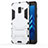 Silicone Matte Finish and Plastic Back Case with Stand for Samsung Galaxy A8+ A8 Plus (2018) A730F White