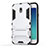 Silicone Matte Finish and Plastic Back Case with Stand for Samsung Galaxy J3 (2017) J330F DS White