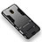 Silicone Matte Finish and Plastic Back Case with Stand for Samsung Galaxy J5 (2017) SM-J750F Black