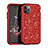 Silicone Matte Finish and Plastic Back Cover Case 360 Degrees Bling-Bling for Apple iPhone 11 Pro Max Red