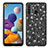 Silicone Matte Finish and Plastic Back Cover Case 360 Degrees Bling-Bling for Samsung Galaxy A21 Black