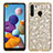 Silicone Matte Finish and Plastic Back Cover Case 360 Degrees Bling-Bling for Samsung Galaxy A21 Gold