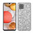 Silicone Matte Finish and Plastic Back Cover Case 360 Degrees Bling-Bling for Samsung Galaxy A42 5G Silver