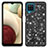 Silicone Matte Finish and Plastic Back Cover Case 360 Degrees Bling-Bling JX1 for Samsung Galaxy A12 Black