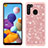 Silicone Matte Finish and Plastic Back Cover Case 360 Degrees Bling-Bling JX1 for Samsung Galaxy A21 Rose Gold