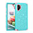 Silicone Matte Finish and Plastic Back Cover Case 360 Degrees Bling-Bling U01 for Samsung Galaxy Note 10 Plus Cyan