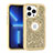 Silicone Matte Finish and Plastic Back Cover Case 360 Degrees Bling-Bling YJ1 for Apple iPhone 13 Pro Gold