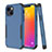 Silicone Matte Finish and Plastic Back Cover Case 360 Degrees for Apple iPhone 13 Mini Blue and Black