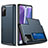 Silicone Matte Finish and Plastic Back Cover Case 360 Degrees N01 for Samsung Galaxy Note 20 5G Blue