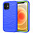 Silicone Matte Finish and Plastic Back Cover Case 360 Degrees R01 for Apple iPhone 12 Blue