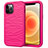 Silicone Matte Finish and Plastic Back Cover Case 360 Degrees R01 for Apple iPhone 12 Pro Hot Pink