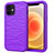 Silicone Matte Finish and Plastic Back Cover Case 360 Degrees R01 for Apple iPhone 12 Purple